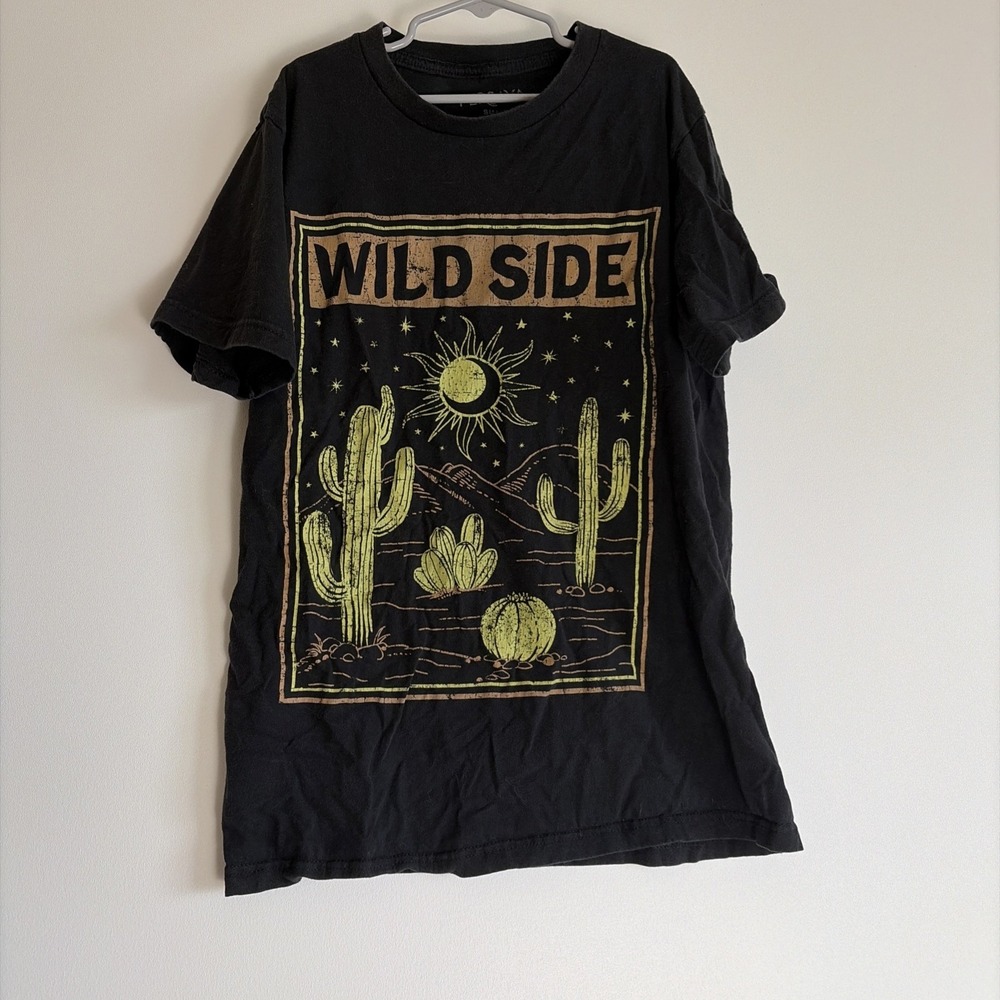 Persaya Wild Side Boys T-shirt Cactus Graphic Black Desert Scene